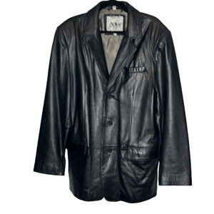 Adler genuine black leather coat size 42